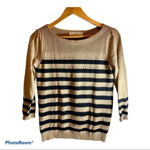 Women’s tan black striped sweater by Loft  size small